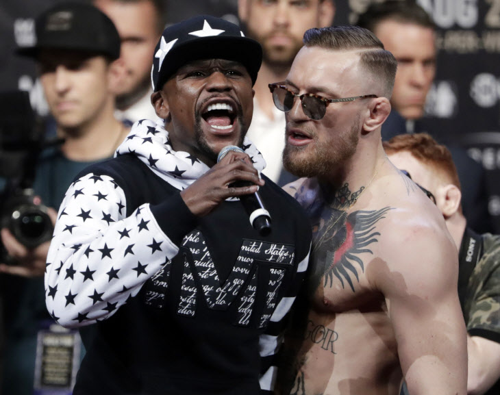 MAYWEATHER MCGREGOR <YONHAP NO-2404> (UPI)