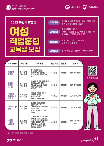 포스터 여성직업훈련교육생 모집