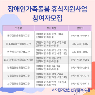 장애인 가족 돌봄 참여자 모집