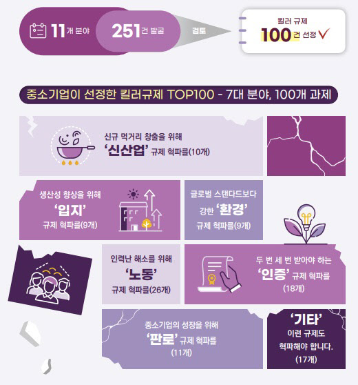 중기중앙회, '중소기업이 선정한 킬러규제 TOP100' 발간