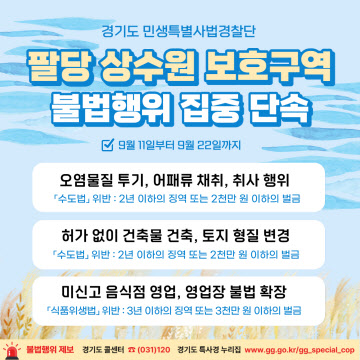 팔당 상수원 보호구역 불법행위 집중 단속 최종