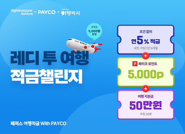 페퍼저축은행 페퍼스 여행적금 with PAYCO 출시