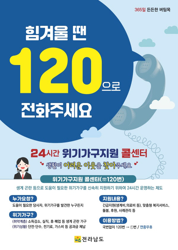 위기가구지원 콜센터 120 홍보물