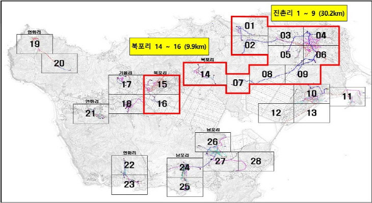 백령면 GIS데이터베이스 시범구역 위치도