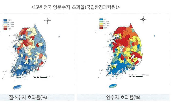 전국양분수지초과율(2015)(사진=국립환경과학원)