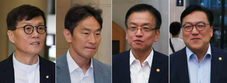 거시경제 금융현안 간담회 마친 최상목 부총리와 금융인들