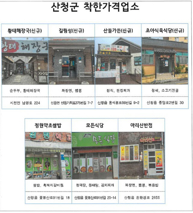 산청군 착한가격업소 확대 추진