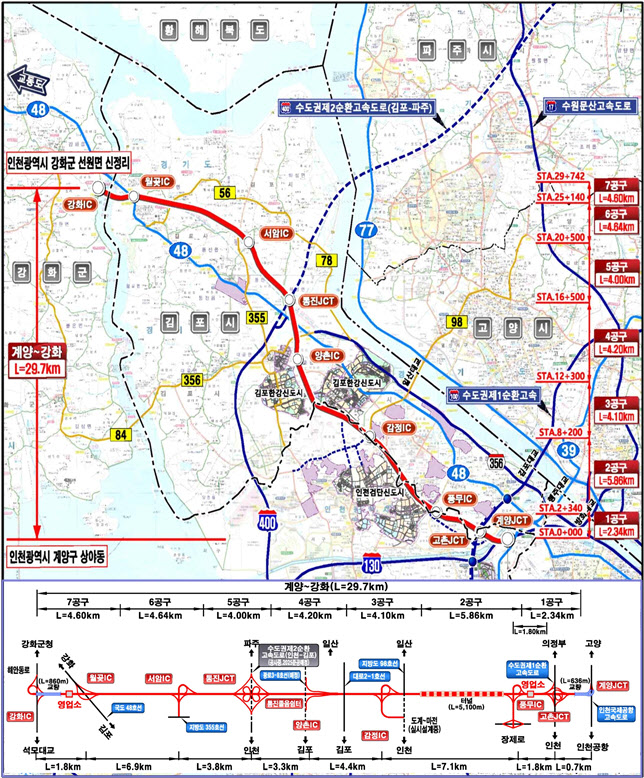 계양~강화 고속도로 노선도