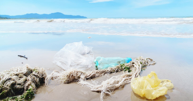 plastic waste garbage on beach